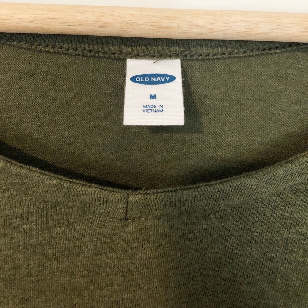 Old Navy Olive Green V Neck Tie Sleeve Top - Picture 4 of 6